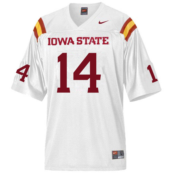 Men #14 Tory Spears Iowa State Cyclones College Football Jerseys Sale-White - Click Image to Close